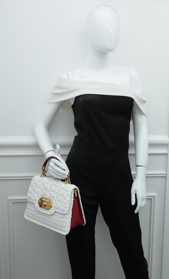 Dolce & Gabbana Bicolor Crochet Welcome Top Handle Bag
