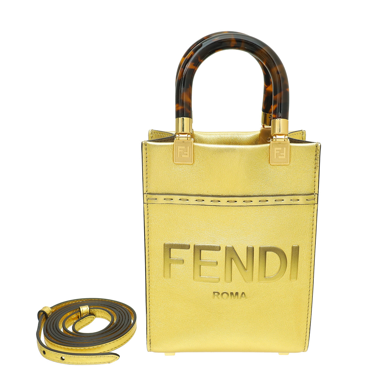 Fendi Metallic Gold Mini Sunshine Shopper Bag – THE CLOSET