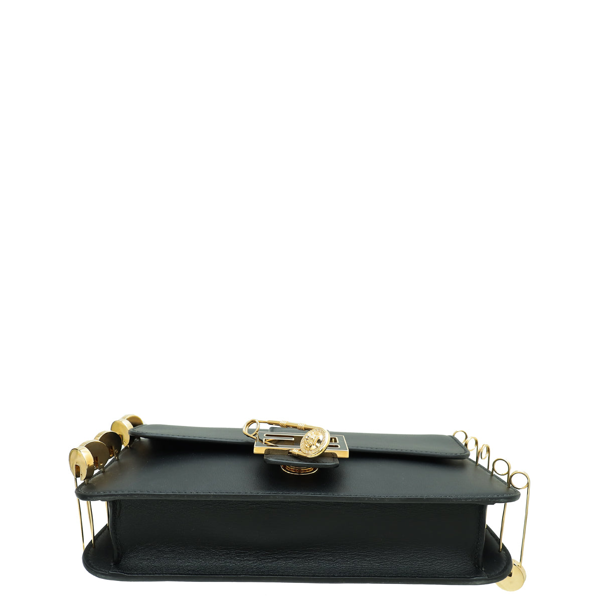 Fendi Black x Versace Vitello Seta Fendace Brooch Baguette Bag 
