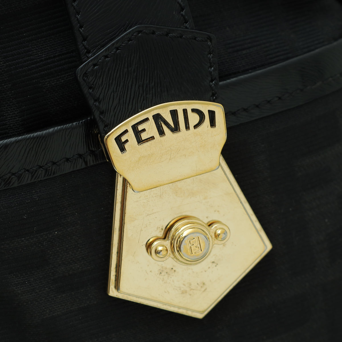 Fendi Black Zucca Boston Small Bag