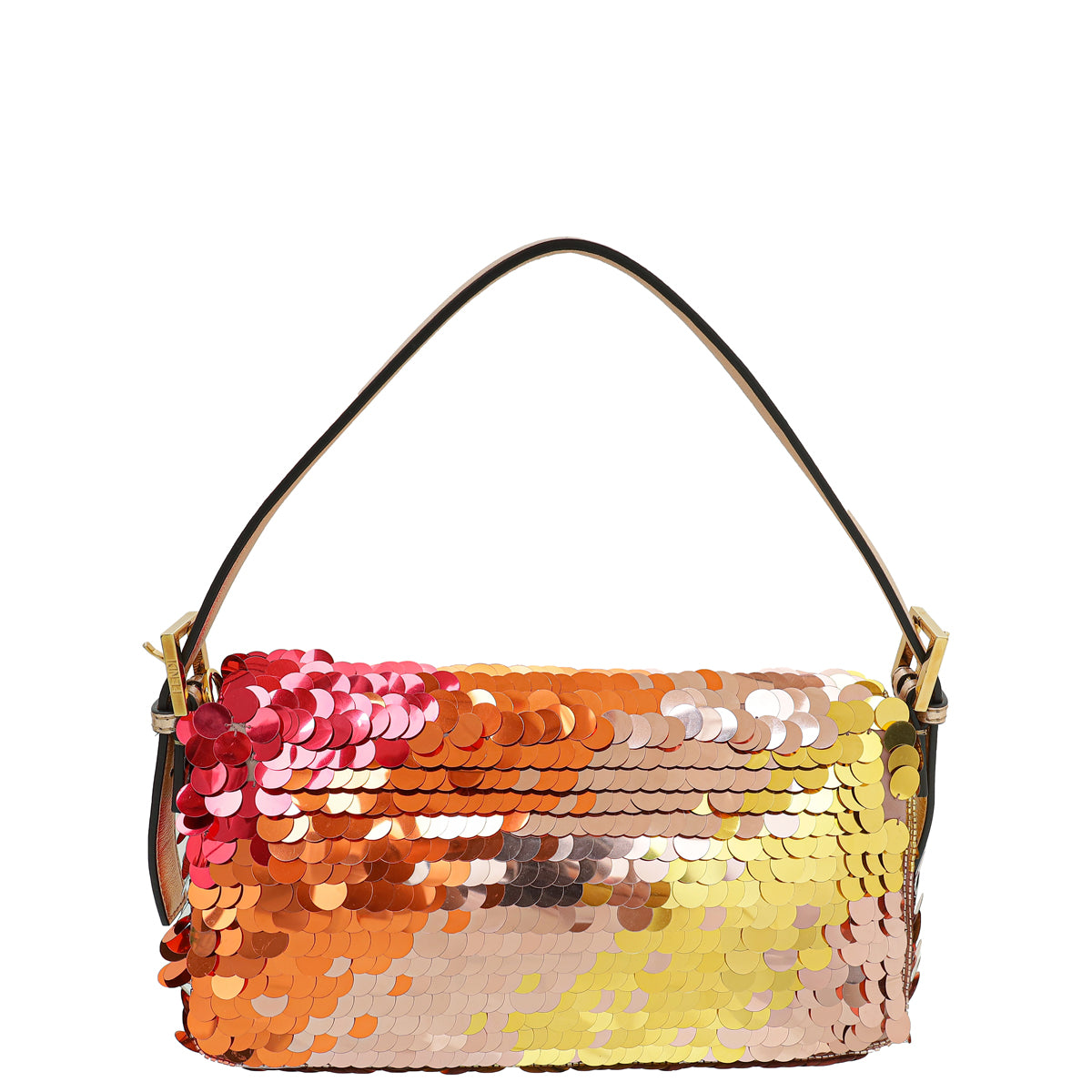 Fendi Rose Poudre Satin Baguette 1997 Bag Sequin Embellished