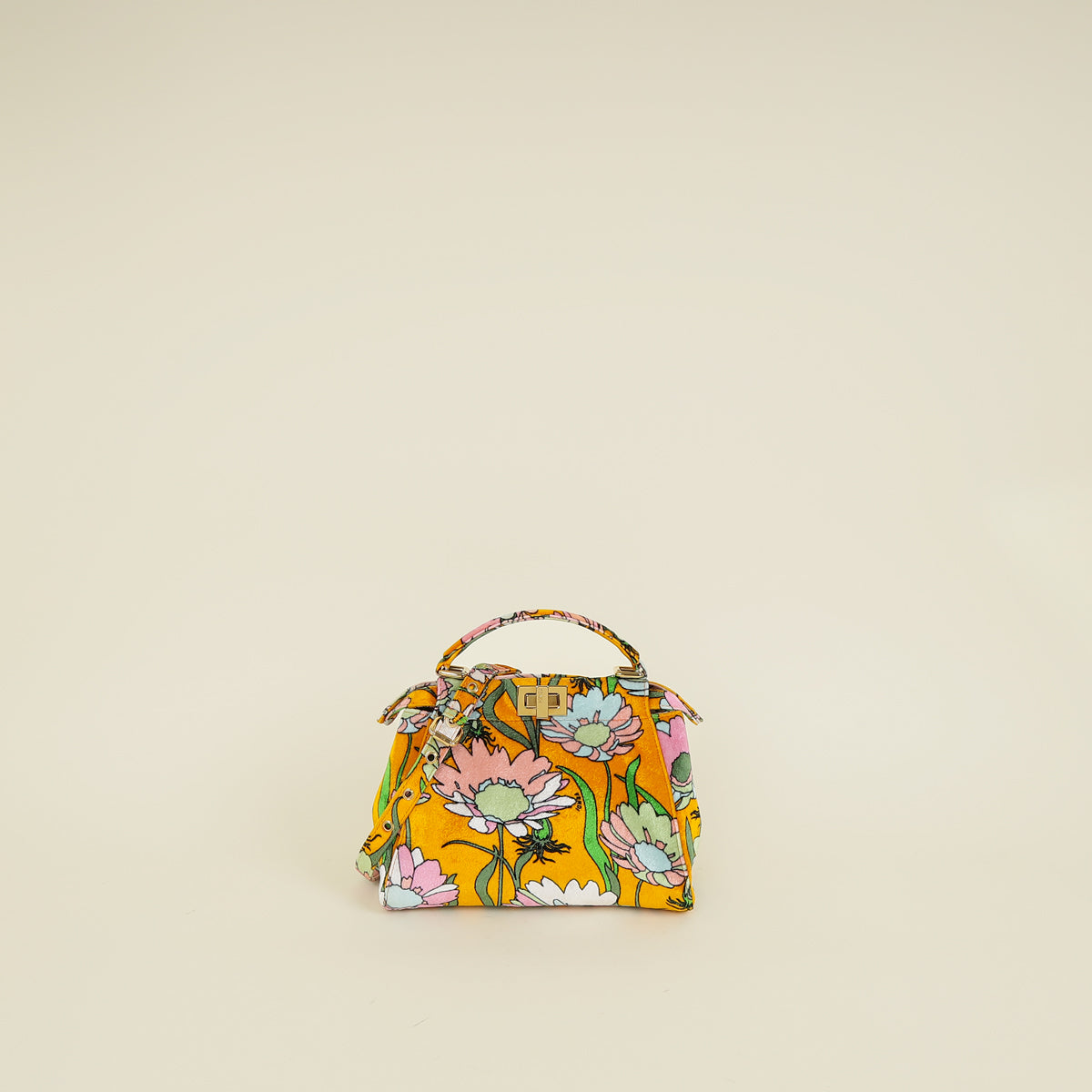 Fendi Yellow Multicolor Velvet Floral Mini Peekaboo Bag – THE CLOSET