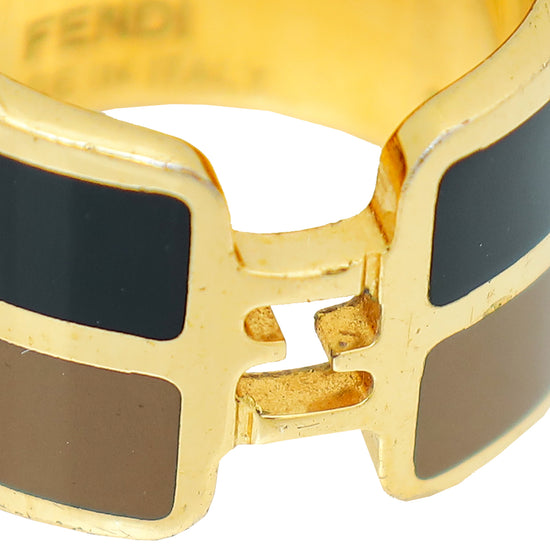 Fendi Bicolor Fendista Enamel Band Small Ring