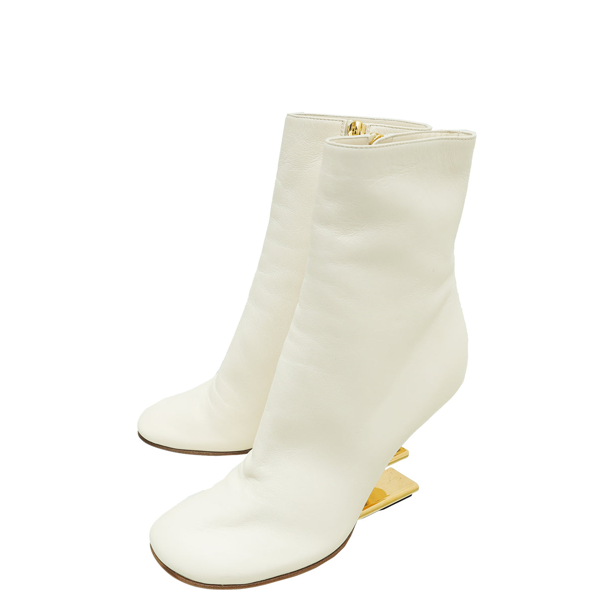 Fendi Cream First High-Heeled Ankle Boots 37