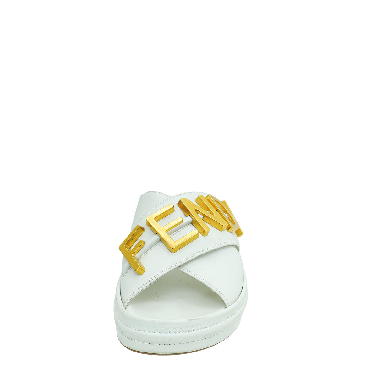 Fendi White Vitello Fendigraphy Slide Sandals 38.5 – THE CLOSET