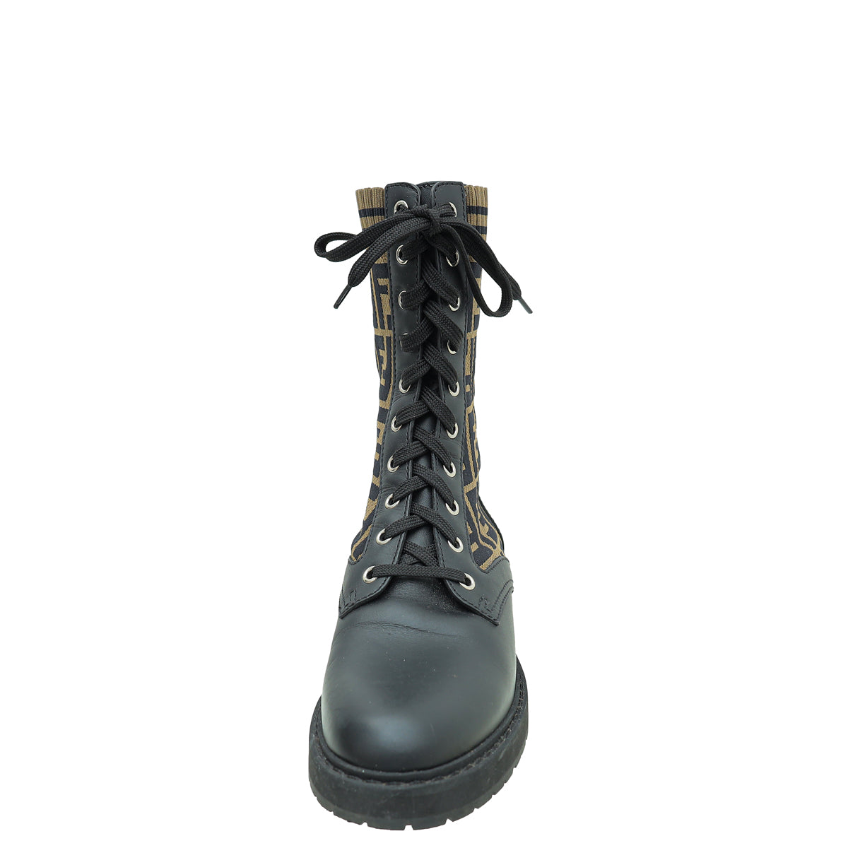 Fendi Bicolor FF Zucca Fabric Rockoko Combat Boots 38 – THE CLOSET