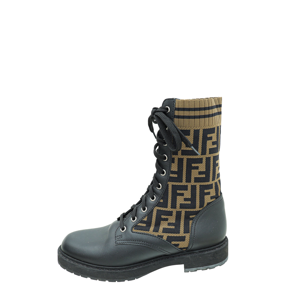 Fendi Bicolor FF Zucca Fabric Rockoko Combat Boots 38 – THE CLOSET