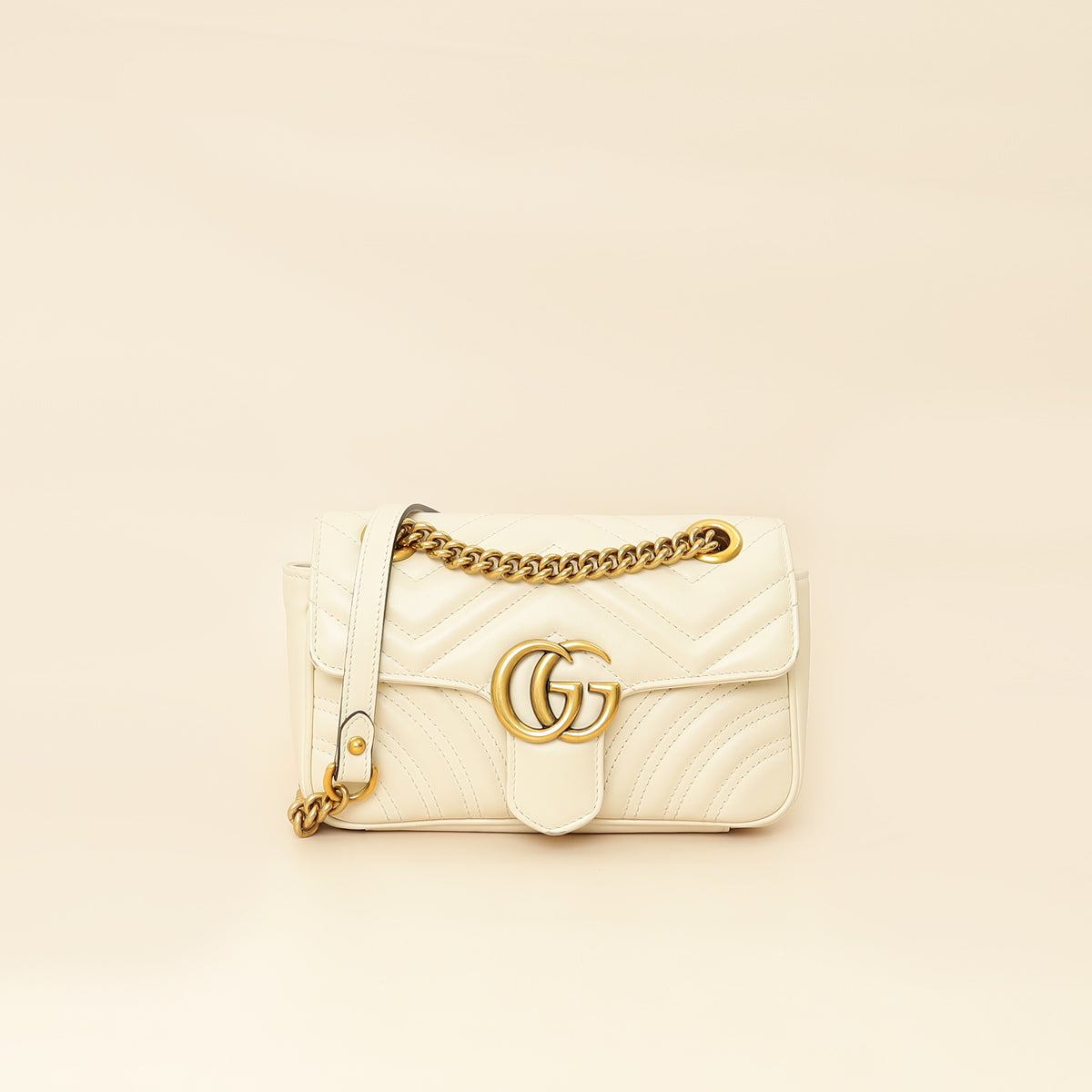 gucci mini marmont backpack Gucci White Cream GG Marmont Small Shoulder Bag