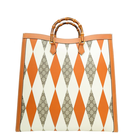 Gucci Tricolor GG Rhombus Maxi Diana Tote Bag