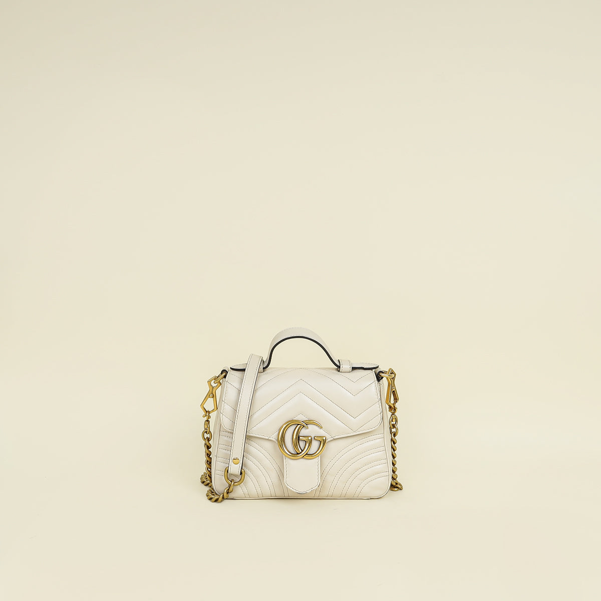 Gucci Ivory White GG Marmont Top Handle Chain Bag – THE CLOSET