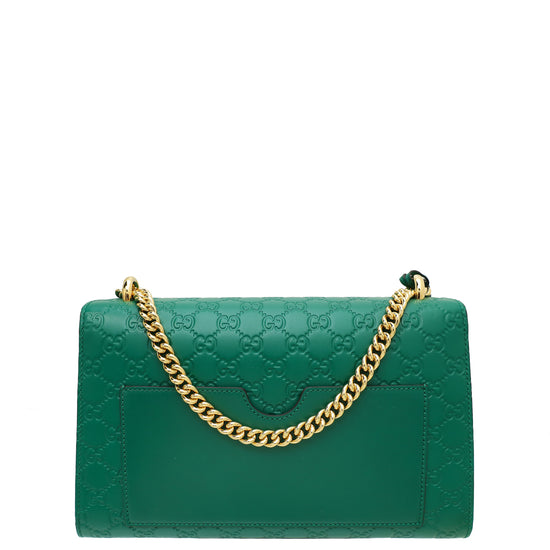 Gucci Green Guccissima Padlock Medium Bag