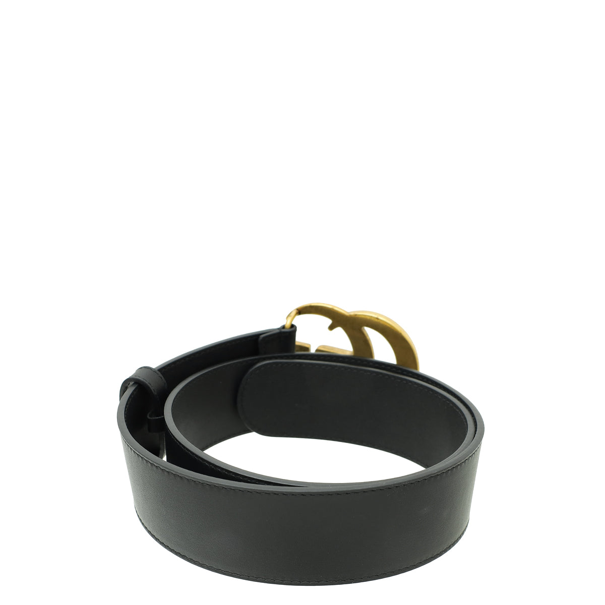 Gucci Medium Double G Leather Black Belt GUCCI Double G Buckle Leather Belt Black 406831 main image 2