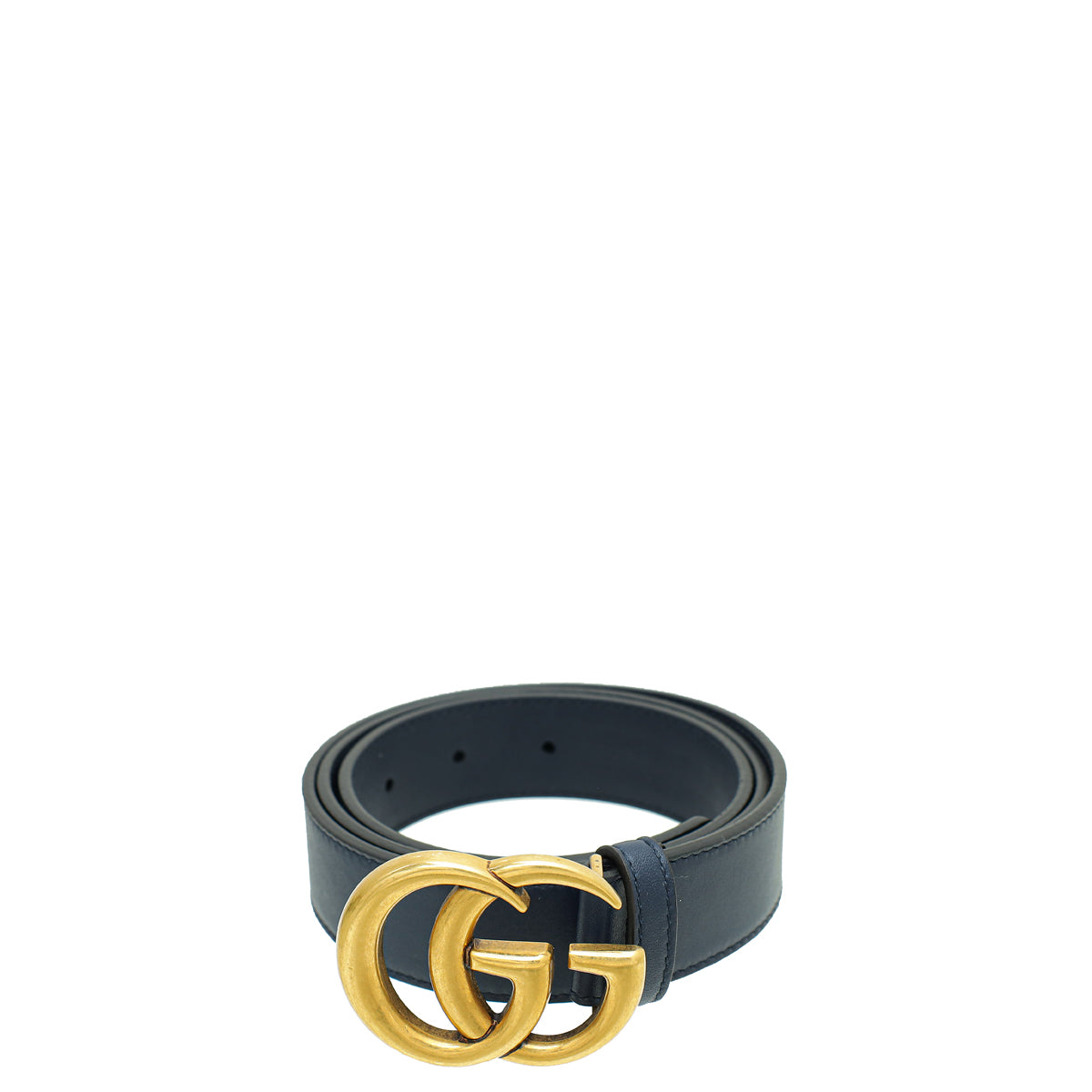 Gucci Navy Double G Buckle Belt 36 – THE CLOSET