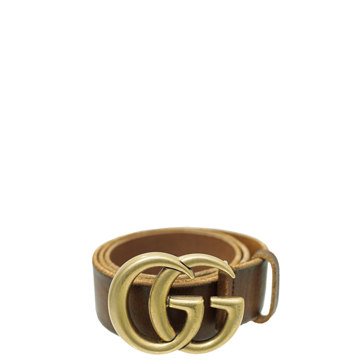 Gucci Brown Logo Leather with Gold G Buckle Belt. Gucci Double G Logo Leather Belt - Brown Belts, Accessories  main image 3