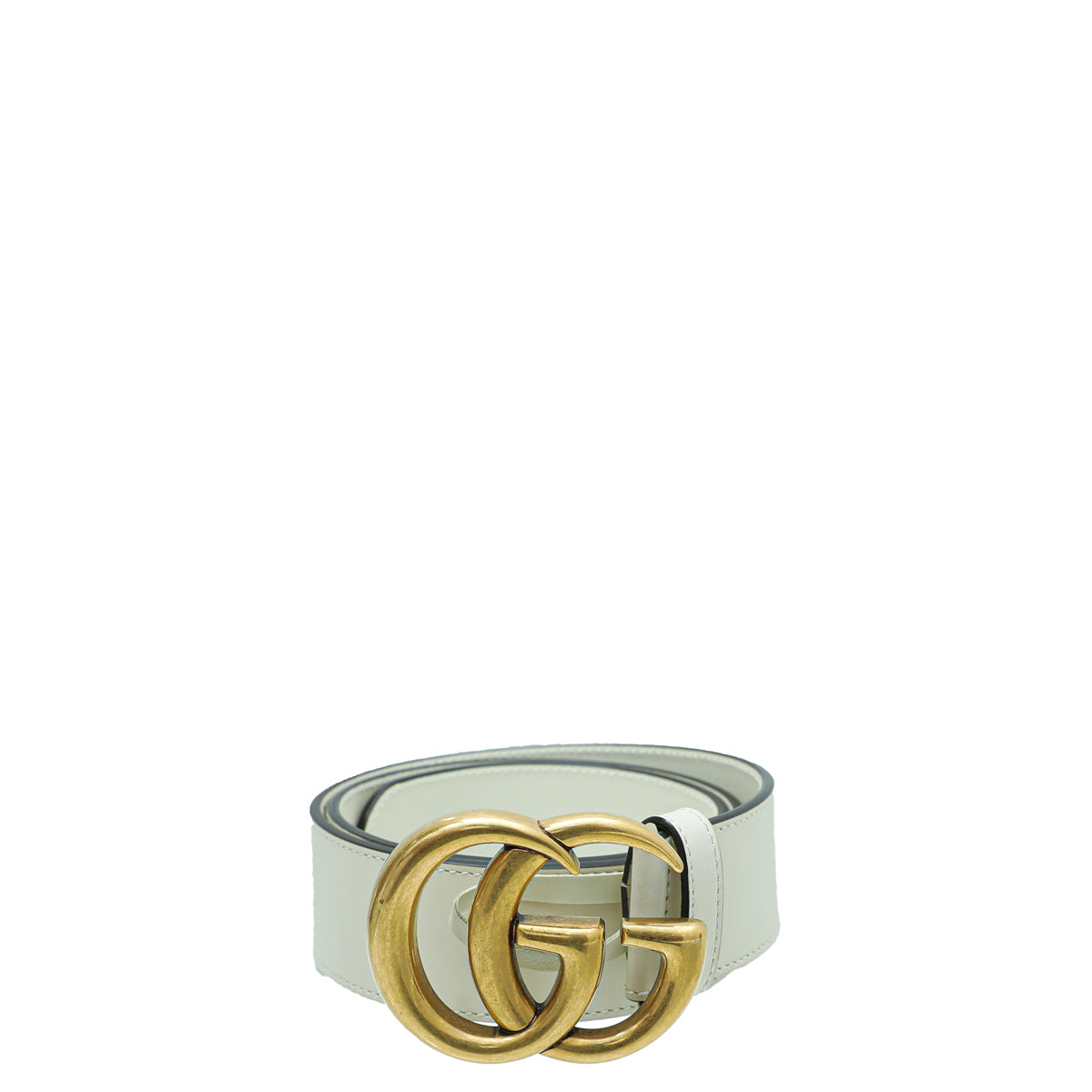 Gucci White Leather Belt with Gold Double G Buckle Gucci Double G Logo Skinny Waist Belt w/ Tags - Neutrals  main image 2
