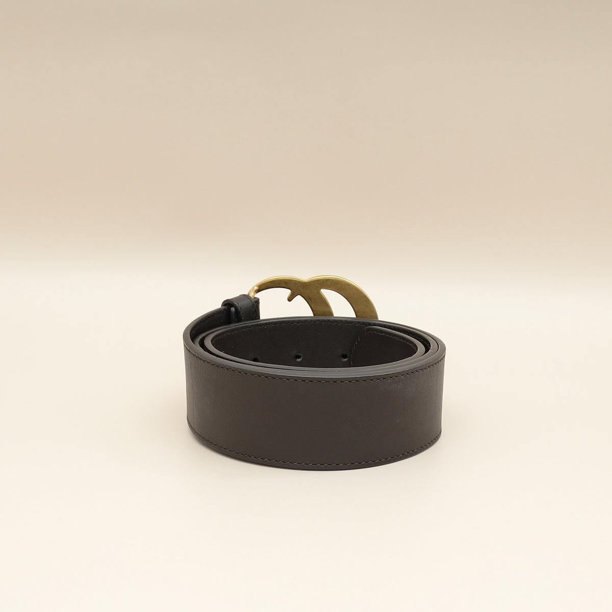 Brown Leather GG MARMONT WIDE BELT - like new! Gucci Jumbo GG Marmont Wide Belt Camel/Ebony in Canvas with  main image 2