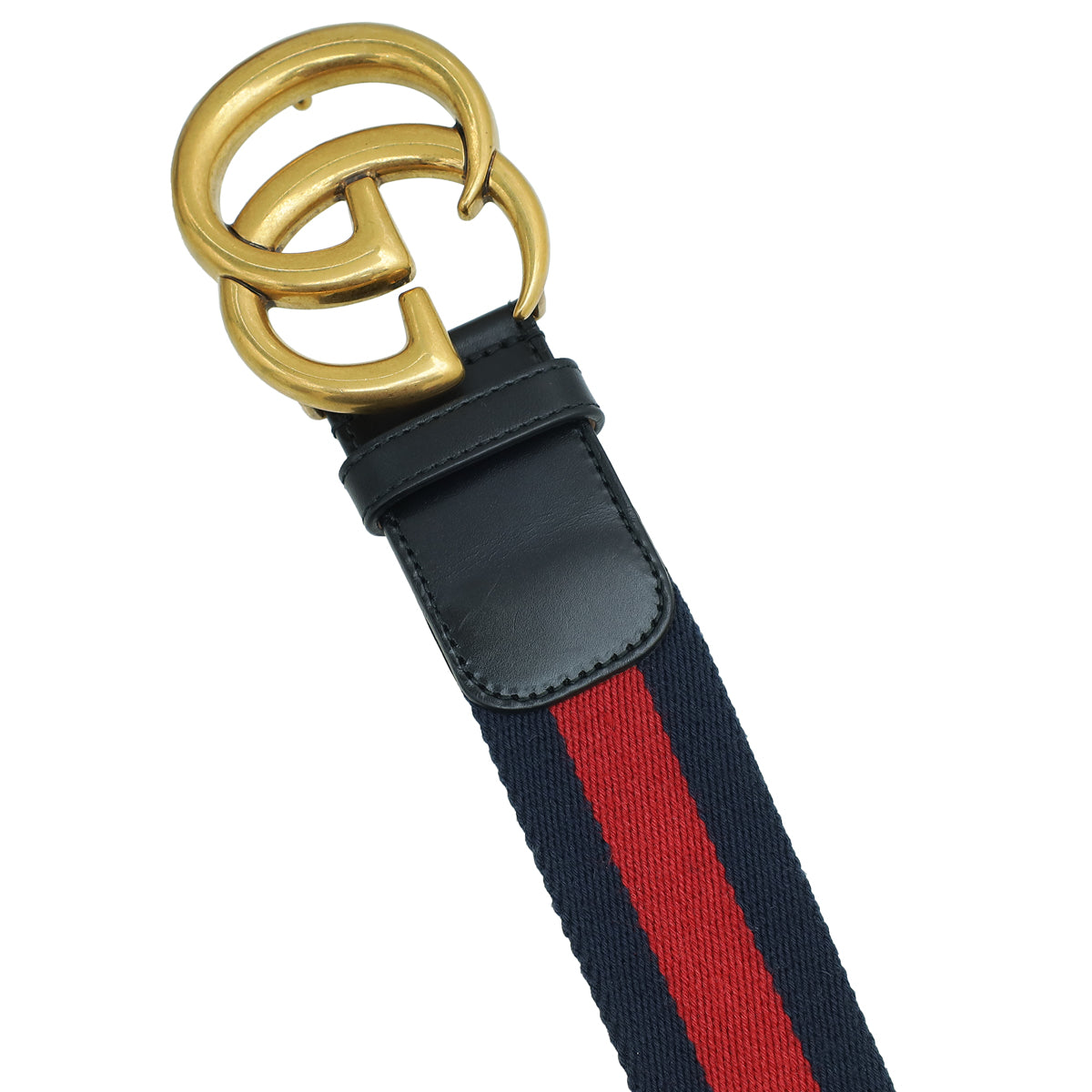 Gucci Tricolor Double G Buckle Web Belt 30 – THE CLOSET display picture 1