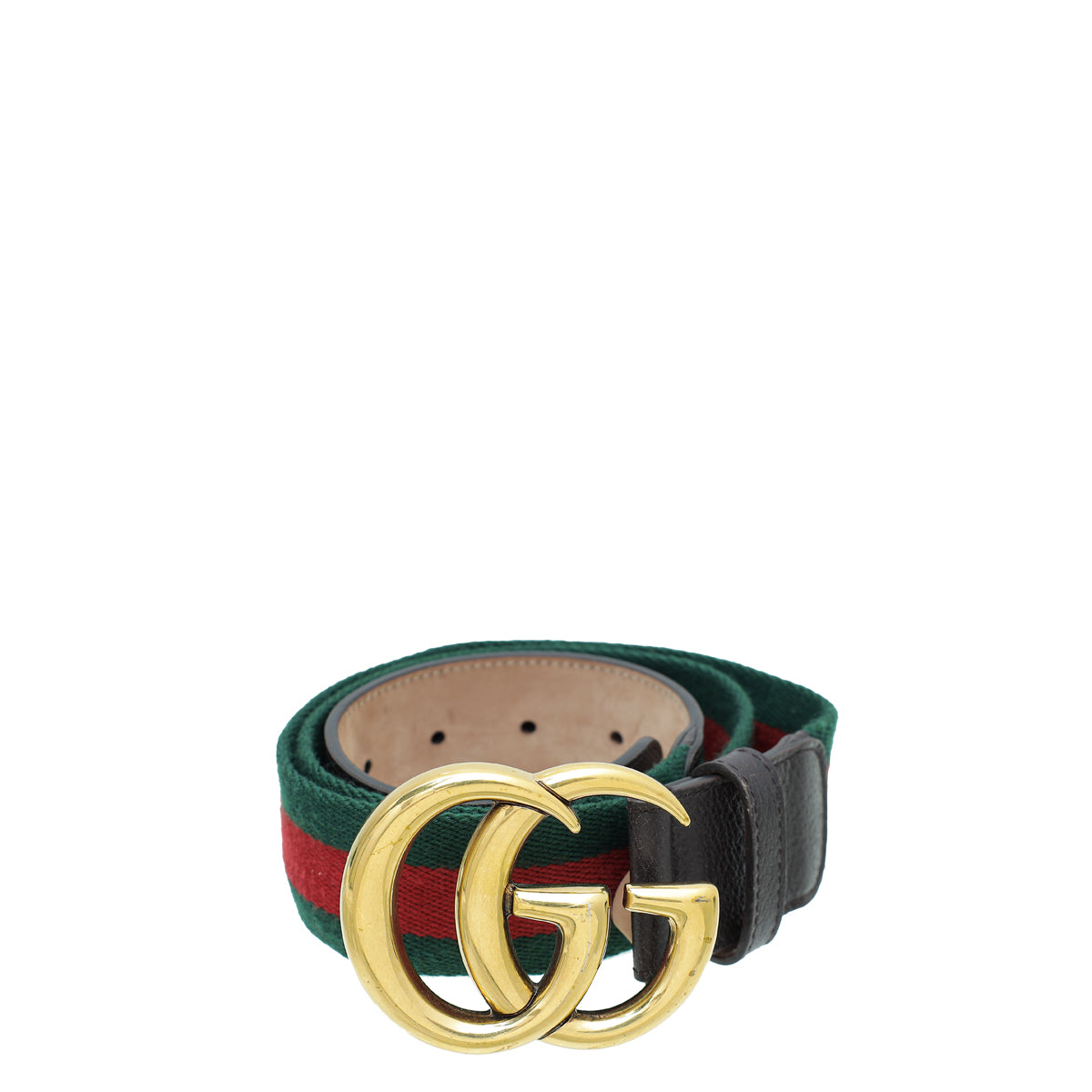 Gucci Tricolor Double G Buckle Web Belt 34 – THE CLOSET display picture 1