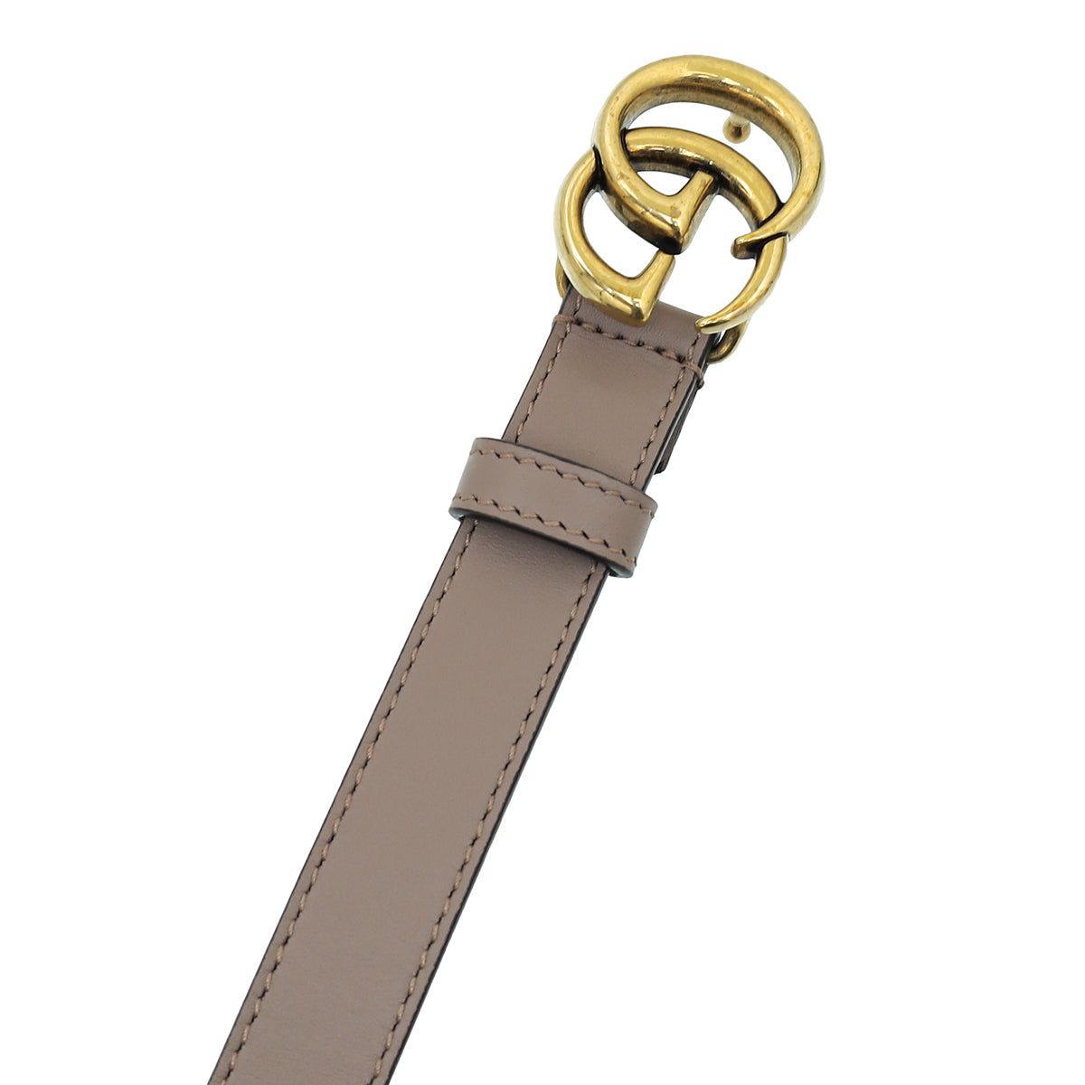 New Gucci Double G Leather Belt in Dusty Pink with Gold Buckle Gucci Dusty Pink Double G Buckle Slim 20mm Belt 40 – THE CLOSET main image 3