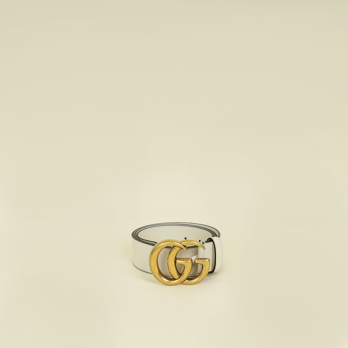 Gucci White Leather Belt with Gold Double G Buckle GUCCI Double G Buckle Leather Belt Size 95.38 Ivory 400593 main image 2