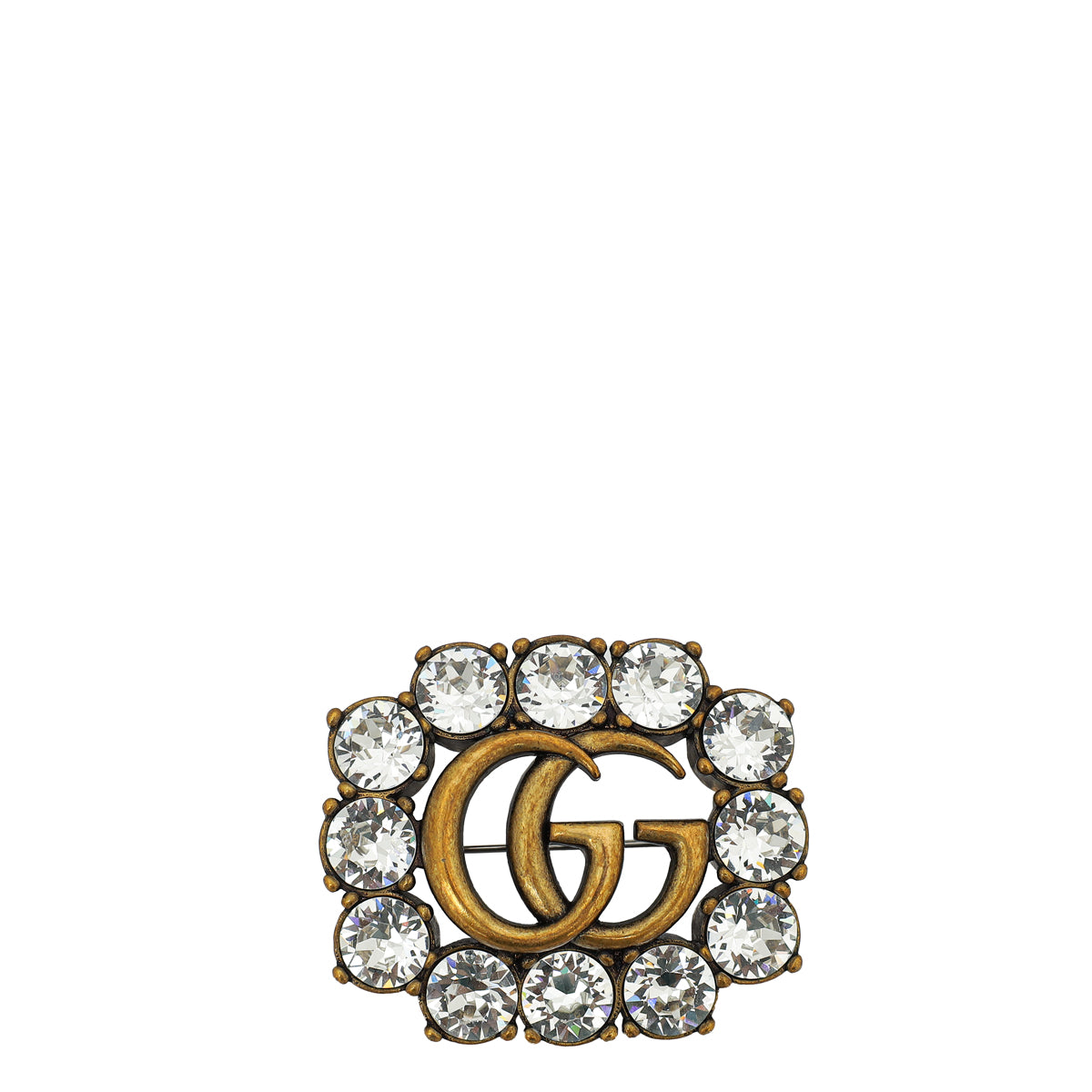 Gucci Gold GG Crystal Brooch – THE CLOSET