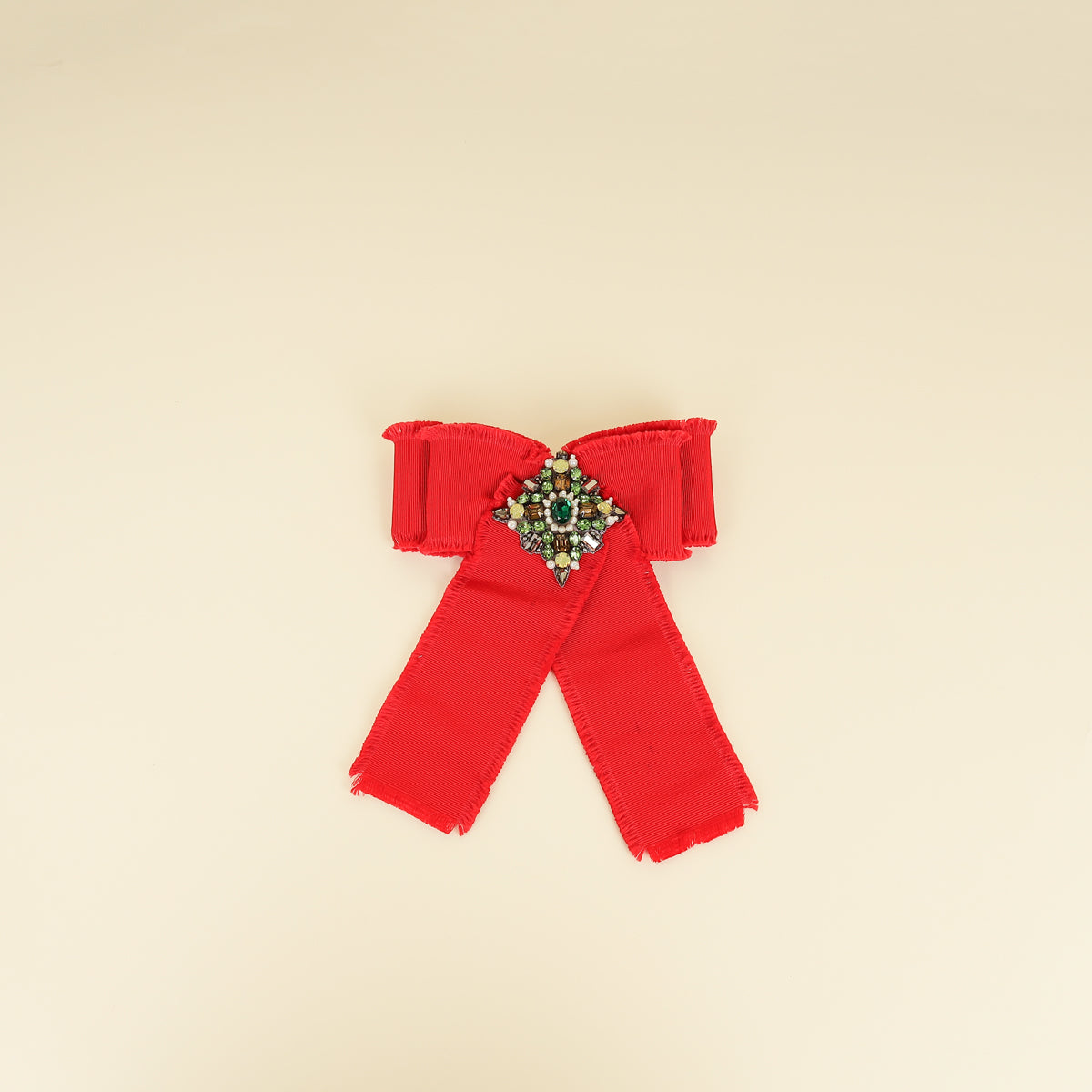 Gucci Red Grosgrain Crystal Bow Brooch – THE CLOSET