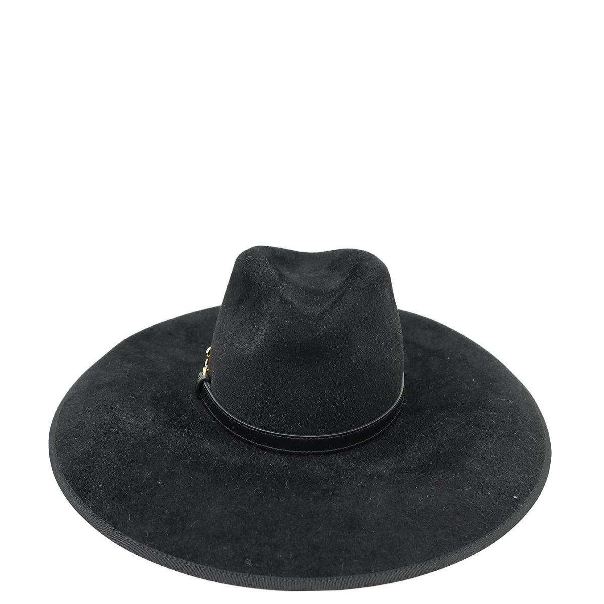 Gucci Black Denim With Leather Trim Big Brim Hat Gucci Felt Dallas Wide Brim Hat S Black 1768283 – FASHIONPHILE main image 2