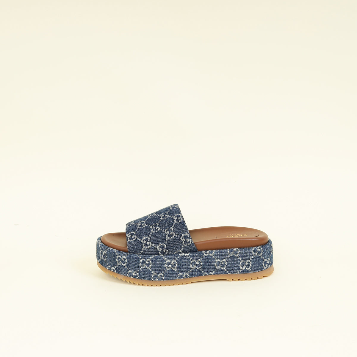 Gucci Blue Slide Sandals Gucci Rubber Gucci Logo Womens Platform Slide Sandal Mules  main image 2