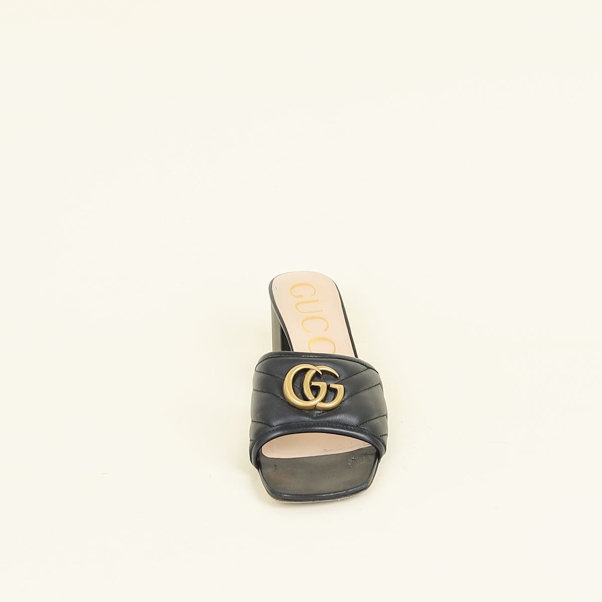 Authentic Gucci Black Slide Sandals Gucci Rubber Womens Logo Slide Sandals 38 Black 1834409  main image 2
