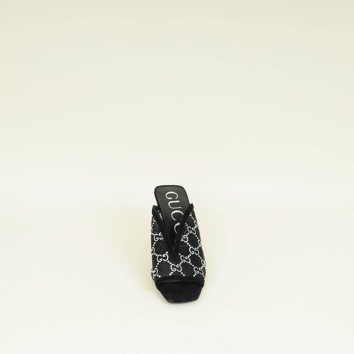 Gucci Black GG Crystal Embellished Mesh Mules 38 – THE CLOSET