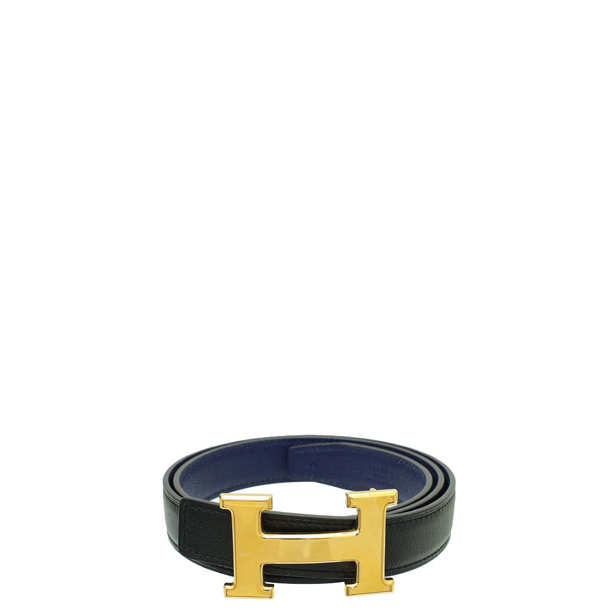 Hermes Constance H Buckle Reversible Belt Black Blue Gold Hardware Hermes Constance 32mm Silver H Black Steel Blue Reversible  main image 3