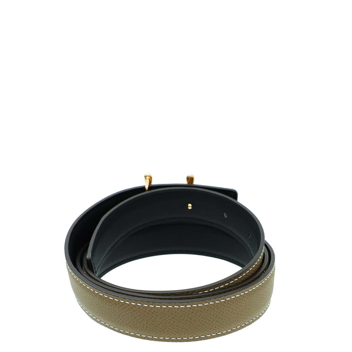 Hermes 24MM Belt Strap sz 95 Reversible Black to Etoupe Hermes Reversible Belt 95 Black- Etoupe Strap - Excellent  main image 3