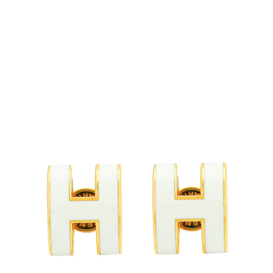 Hermes Blanc Mini Pop H Earrings