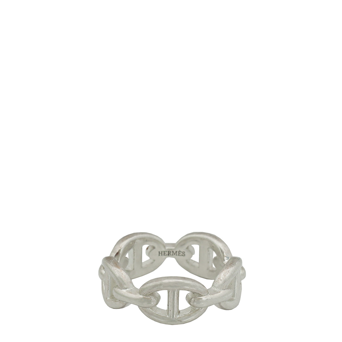Hermes Silver Chaine d'ancre Enchainee Small Model Ring 54 – THE