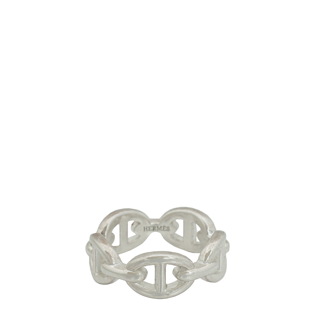 Hermes Silver Chaine d'ancre Enchainee Small Model Ring 54 – THE