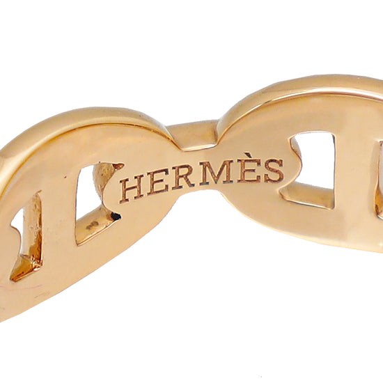 Hermes 18K Rose Gold Chaine D'ancre Enchainee Small Model Ring 53