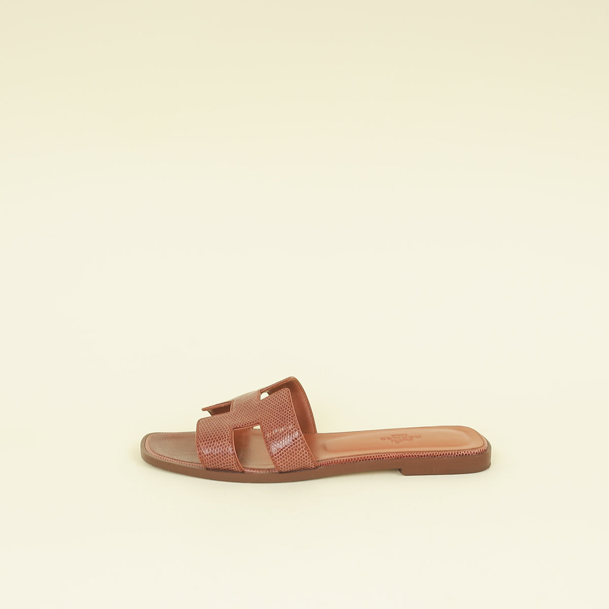 Hermes Marron Alezan Oran Lizard Sandal 38.5 | Pre-Owned The 