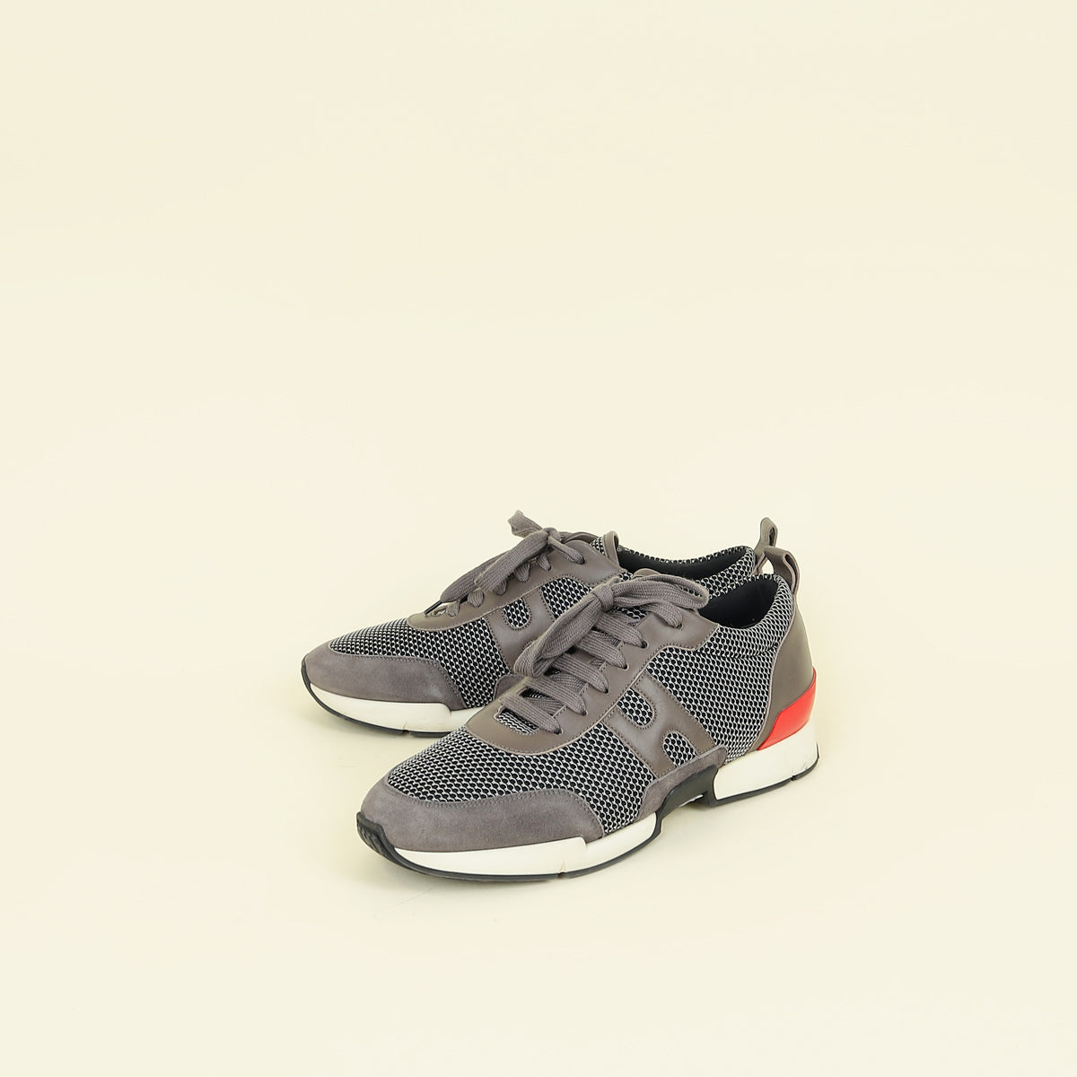 adidas gazelle silver green womens Hermes Grey Suede Mesh Starter Sneaker 42 – THE CLOSET