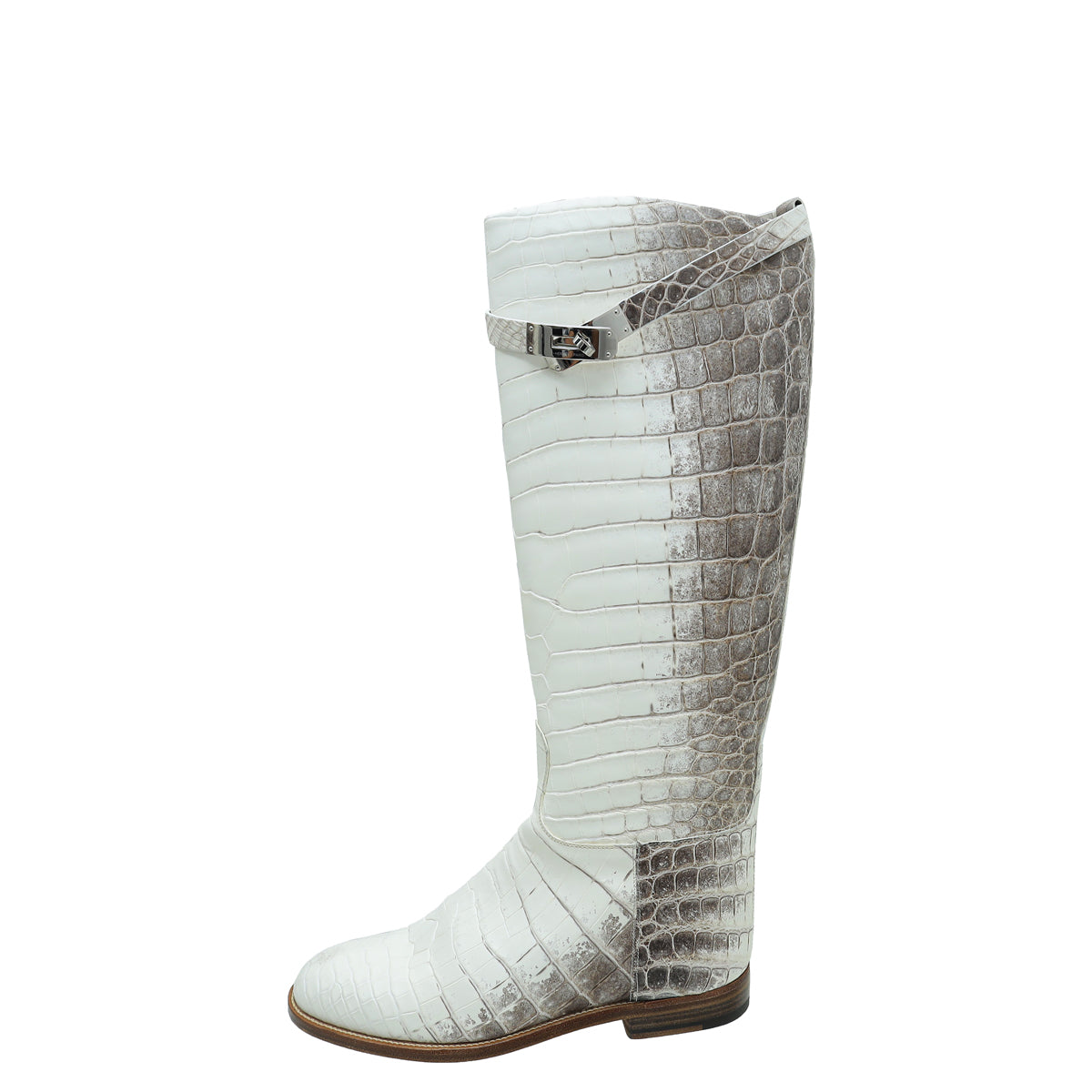 Hermes Blanc Matte Niloticus Crocodile Himalaya Jumping Boots 37