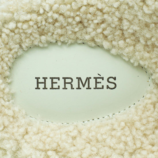 Hermes Bicolor Suede Shearling Chypre Sandals 43