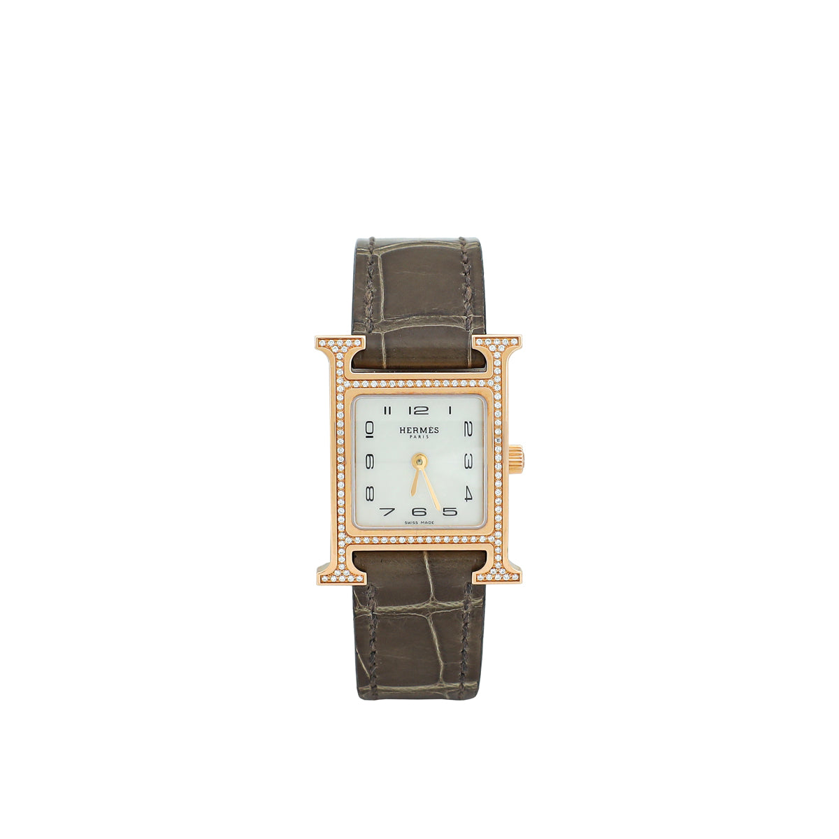 Brand new hermes Heure H 21mm rose gold watch diamond Pre-Owned Hermes Heure H Quartz Watch Clous de Paris Hobnail  main image 4