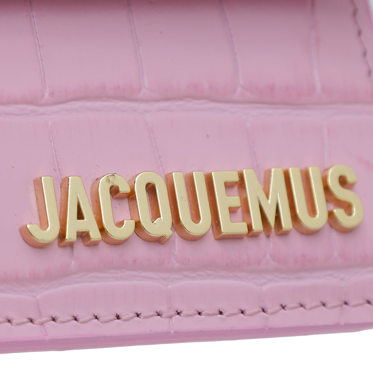 Jacquemus Pink Croc Effect Le Bambino Le Raphia Bag