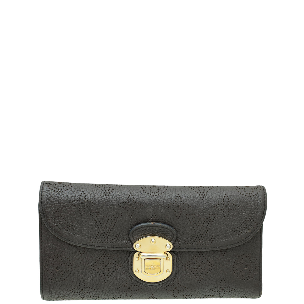 Louis Vuitton Black Monogram Mahina Perforated Amelia Wallet 