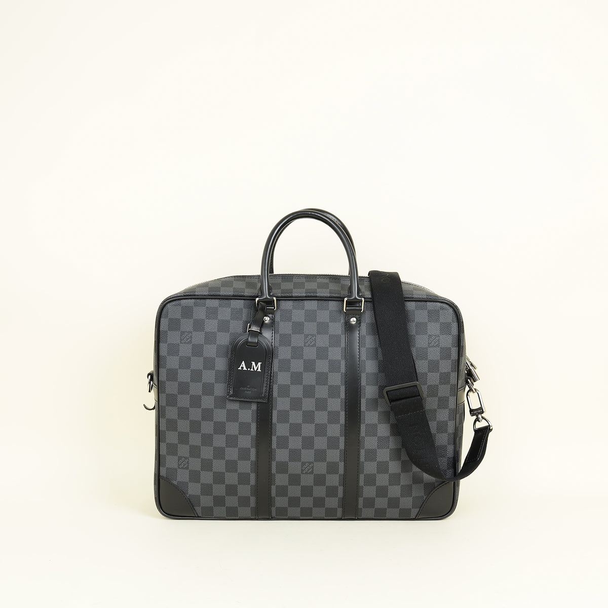 Louis Vuitton Black Damier Graphite Porte Documents Voyage
