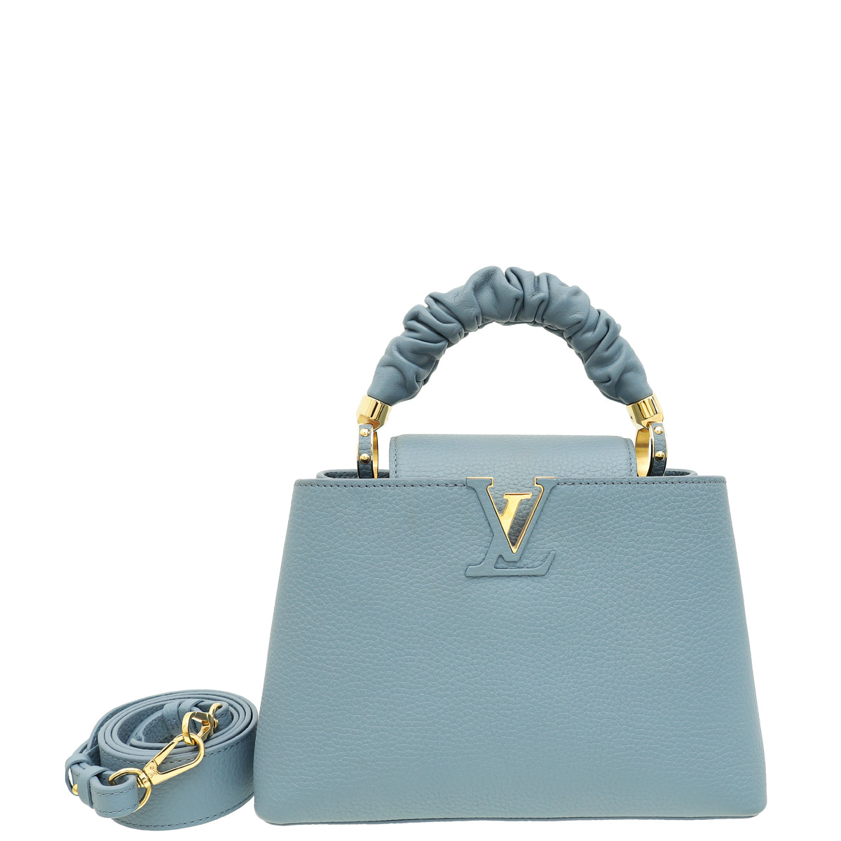 Louis Vuitton Blue Taurillon Scrunchie Capucines BB Top Handle Bag