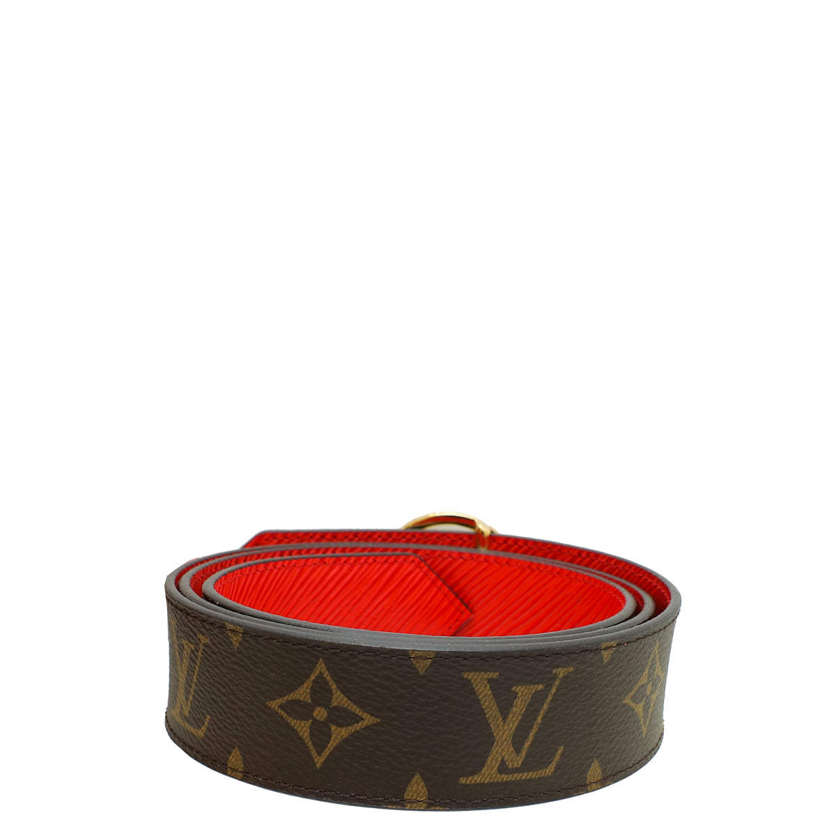 Louis Vuitton Monogram Brown and Red Belt Louis Vuitton Monogram/Epi Leather Belt Gold Buckle 80 EU main image 4