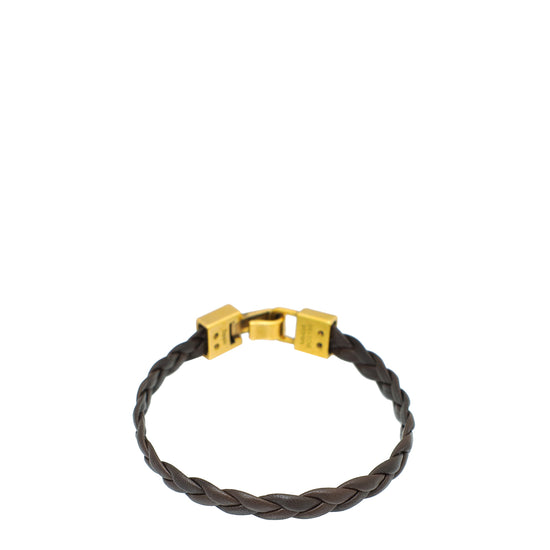 Louis Vuitton Chocolate Braided Leather Triogram Bracelet