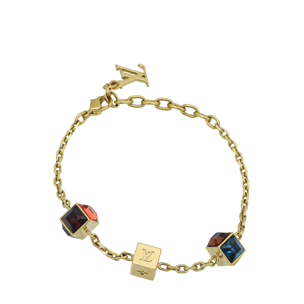 Louis Vuitton Gamble Crystal Gold Tone Bracelet