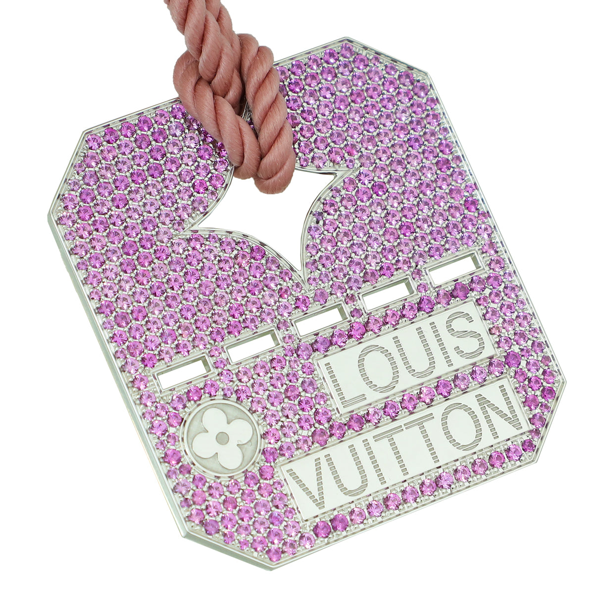 Louis Vuitton 18K White Gold Dog Tag Pendant Necklace