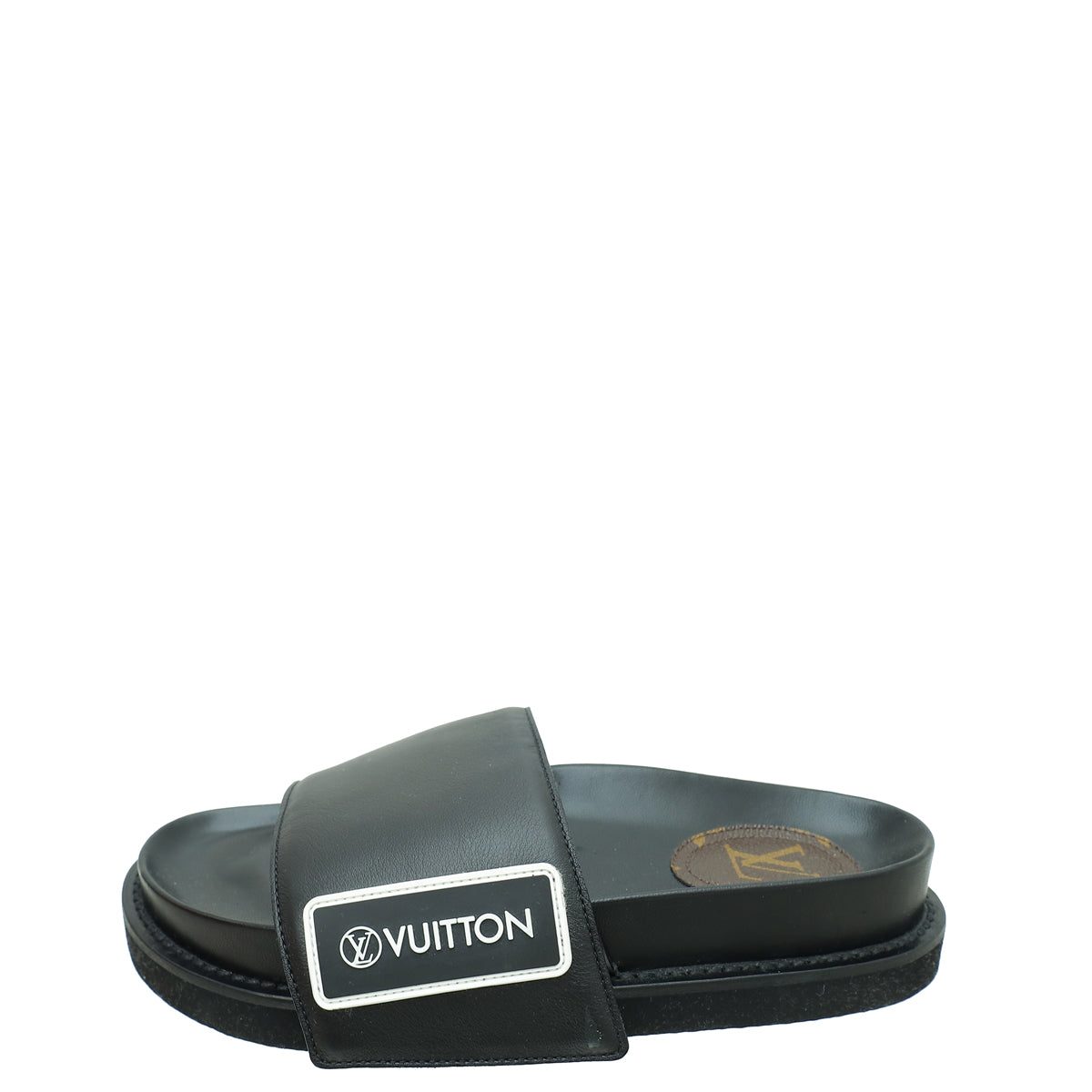 Louis Vuitton Black Flat Slides Mules 36 – THE CLOSET